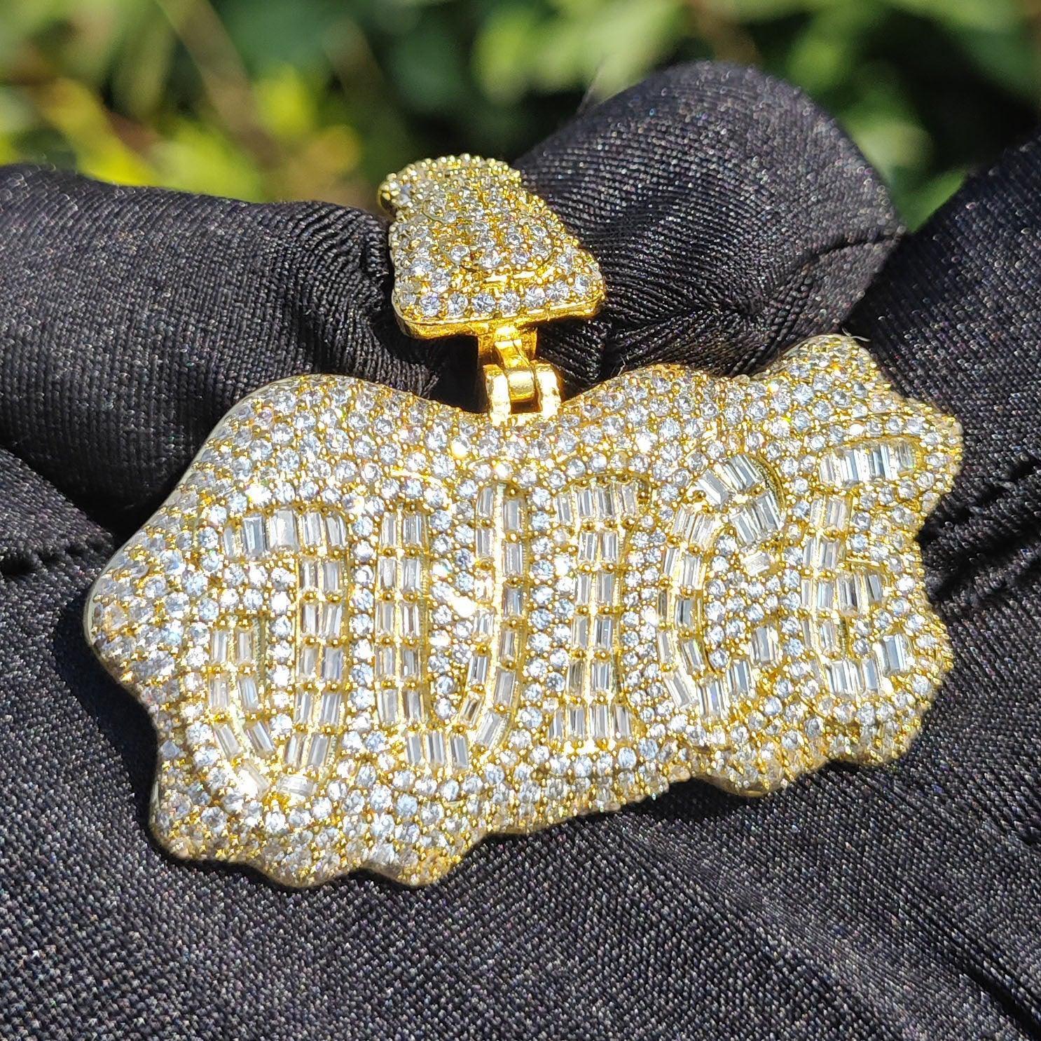 JUICE Letter Pendant Necklace | CZ Iced Out Hip Hop Streetwear Jewelry - CaratixJewelry
